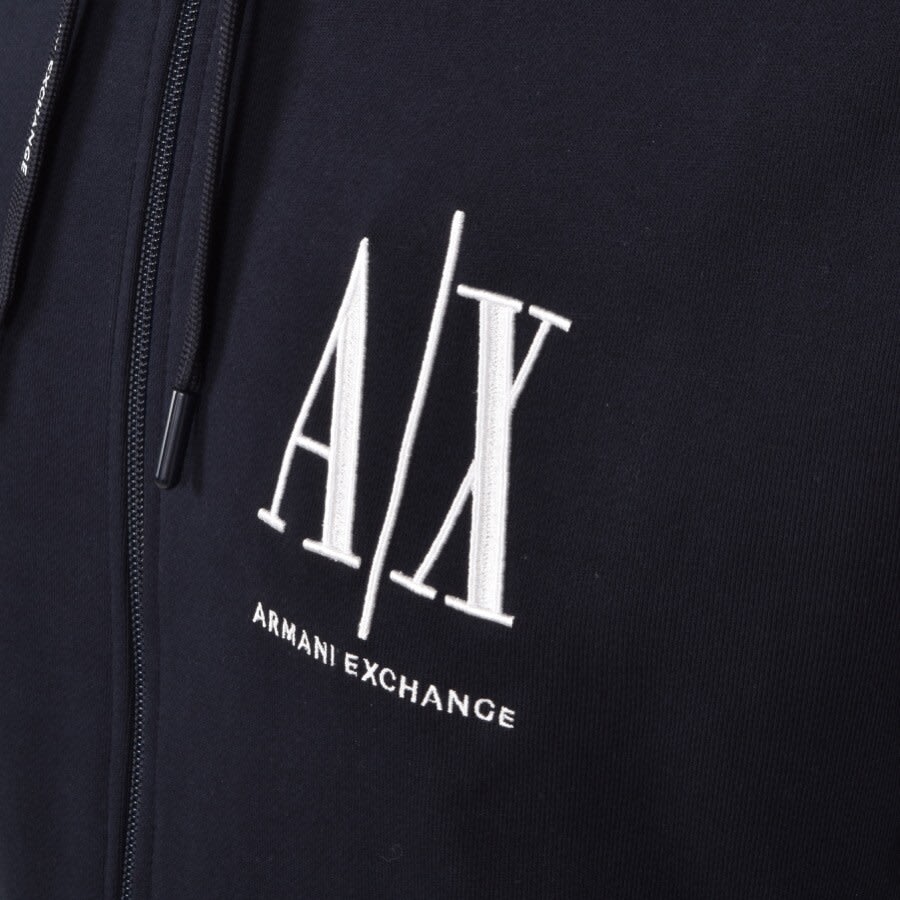 Armani Exchange Full Zip Logo Hoodie Navy
